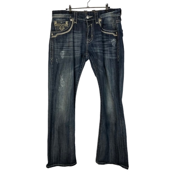 Rock & Republic Leon Dark Wash Embellished Bootcut Jeans 34 - Picture 2 of 5